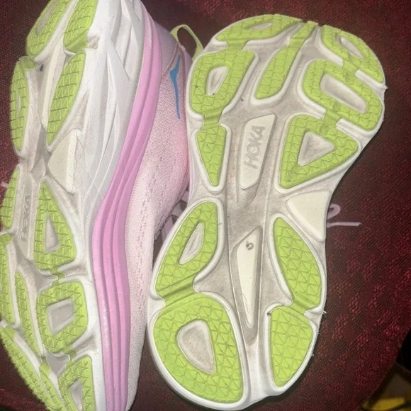 Hoka Pink and White Athletic Sneakers - Picture 7 of 9